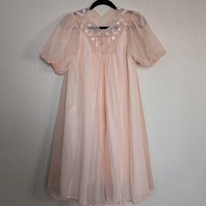Vintage Nightgown Robe Long Set Rogers Gold Size 32 Pink vintage 1950s nightgown